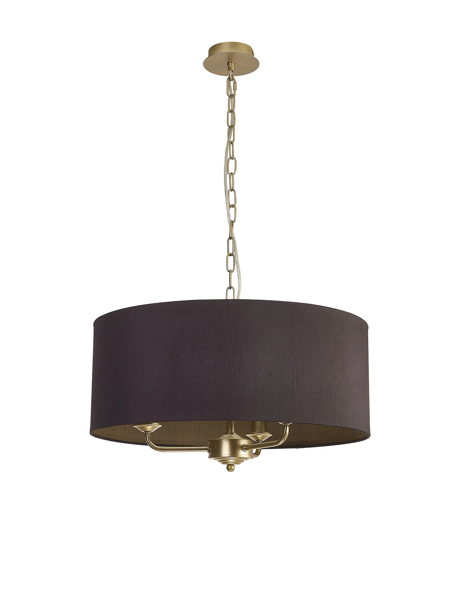 Banyan 50cm 3 Light Pendant Champagne Gold, Midnight Black/Green Olive DK0969  Deco Banyan CG BL/GR